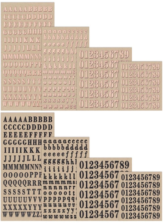 ANCIRS 8 Sheets Resin Mini Letter Stickers for Nail Art, Glittering Epoxy Alphabet Number, Self Adhesive Scrapbook for DIY Craft (Black, Rose Gold) - Image 1